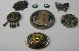 Miscellaneous Silver Mexican Brooches, one depicting a Conquistador mm ELNTA GAV, a butterfly and