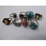 Quantity of Lady's Silver and Semi-Precious Stone Costume Rings, approx 8, approx 50 gms