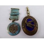 A Solid Silver and Blue Enamel West Lancashire Masonic Jewel, together with another Frederic Lodge