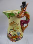 A Vintage Musical Water Pitcher, decorated with the Nursery Rhyme Three Little Pigs, approx 20 cms.