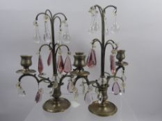 A Pair Antique of Pewter French Candle Lustre , approx 30 cms high (2)