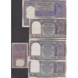 India: Reserve Bank, One Hundred Rupees, 1957-62, AA/1 354838 (Pick 44) and other notes (4).