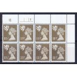 Scotland 11½p FCP/PVA Plate 6A5B Dot plate block of 8. U/M, fine.