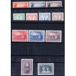 1934 Victoria set, 1937 NSW set, 1940 A.I.F. set & 1937 10/- & £1 all Mint, fine.