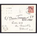 1918 (June 3rd) George V 1½d brown on plain cover with London W1 CDS on First day of Introduction