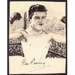 Boxer Gene Tunney: Autographed on 1930s 9" x 7" sketch by T.Copeland.