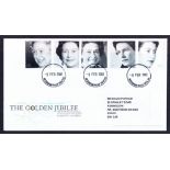 2002 Golden Jubilee Royal Mail FDC with Buckingham Palace CDS. Printed address label, fine.
