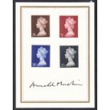 1969 High Values set affixed to card signed by Arnold Machin. Certified on reverse No.