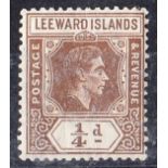 1938 ¼d brown Mint with unlisted variety joining "RD" Of "LEEWARD". SG 95 var.