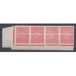 Revenues: 20 red bottom row of 16 with horizontal paper fold through all stamps. U/M, fine.