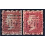 1854-57 1d reds wmk Large Crown SG 26 & SG 36 F/U numeral cancels.