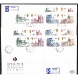 1992 High Values 4 sets on 4 FDCs with the 4 relevant Castle CDSs. Printed or label addresses, fine.