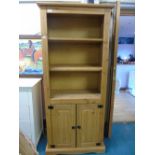 MODERN PINE BOOKCASE WITH CUPBOARD