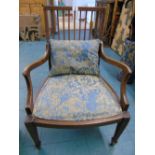 INLAID EDWARDIAN BEDROOM CHAIR + MATCHING CUSHION