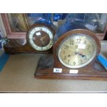 PAIR OF OAK MANTLE CLOCKS NOW BATTERY OPERATED