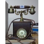 TELEPHONE WITH WOODEN BASE, UNTESTED