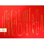 COLLECTION OF 9CT GOLD/YELLOW METAL CHAINS