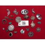 25 BROOCHES INCLUDING SOME SILVER