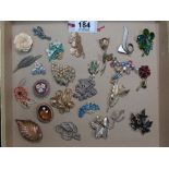 25 BROOCHES INCLUDING SOME SILVER