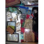 INTERESTING ITEMS INCLUDING, MOTHER OF PEARL PURSE, NEVILLE DUKES TEST PILOT GAME & 3D GLASS