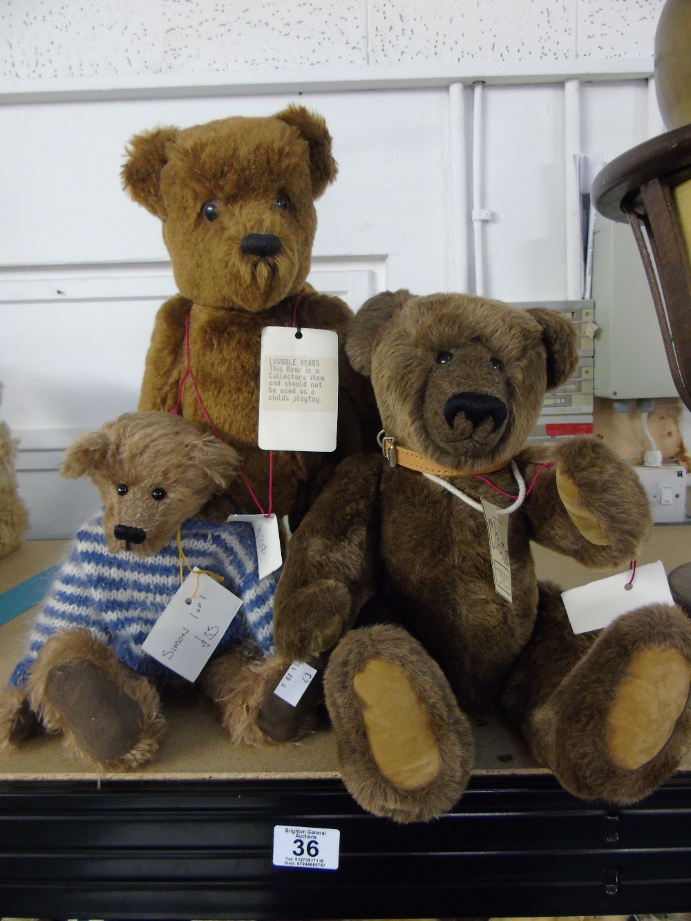 X 3 LABELLED TEDDY BEARS INC X1 'LUVABLE BEARS'