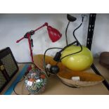 ORIENTAL LAMP BASE, ANGLEPOISE LAMP,PAIR OF SIGNED LAMPS,PULL DOWN LAMP SHADE