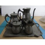 VINTAGE SET OF METAL JUGS/TEA POTS