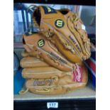 X 3 LEATHER BASEBALL MITTS