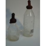 2 VINTAGE PYREX GLASS BABY BOTTLES & TEATS