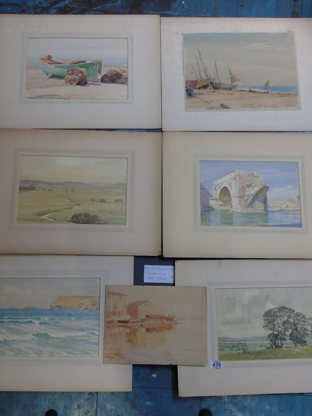 PORTFOLIO OF WATERCOLOURS BY ALEXANDER EDWARD WAITE 1888 - 1958 ( 7 WATERCOLOURS,6 SIGNED,1