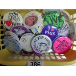 QUANTITY OF COLLECTABLE BADGES MAINLY REGARDING ANIMAL RIGHTS