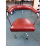 1960'S RED LEATHER CHAIR