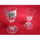 2 X 19th CENTURY TOT OR TOASTING GLASSES