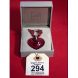 BOXED LALIQUE RED HEART ON RIBBON