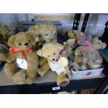 X 4 LABELLED TEDDY BEARS INC X 1 'FAIR BEARS' AND QUANTITY OF MINIATURE BEARS INC A 'SHOEBUTTON