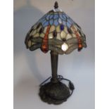TIFFANY STYLE LAMP WITH DRAGONFLIES