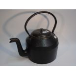 LARGE IRON KETTLE MARKED NO 4, 4 QUART