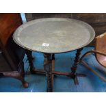 BRASS FOLDING TABLE + SMALL CHEST OF DRAWERS