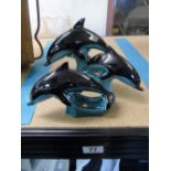 X 3 POOLE POTTERY DOLPHINS