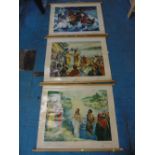 X 3 LOVELY VINTAGE FRENCH RELIGIOUS POSTERS