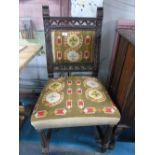 TAPESTRY UPHOLSTERED OAK CHAIR