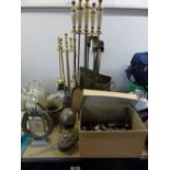 BRASS ITEMS INC CHESS SET AND FIRE COMPANIONS