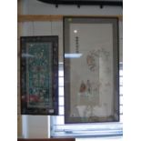 X 2 FRAMED AND GLAZED ORIENTAL SILK PICTURES