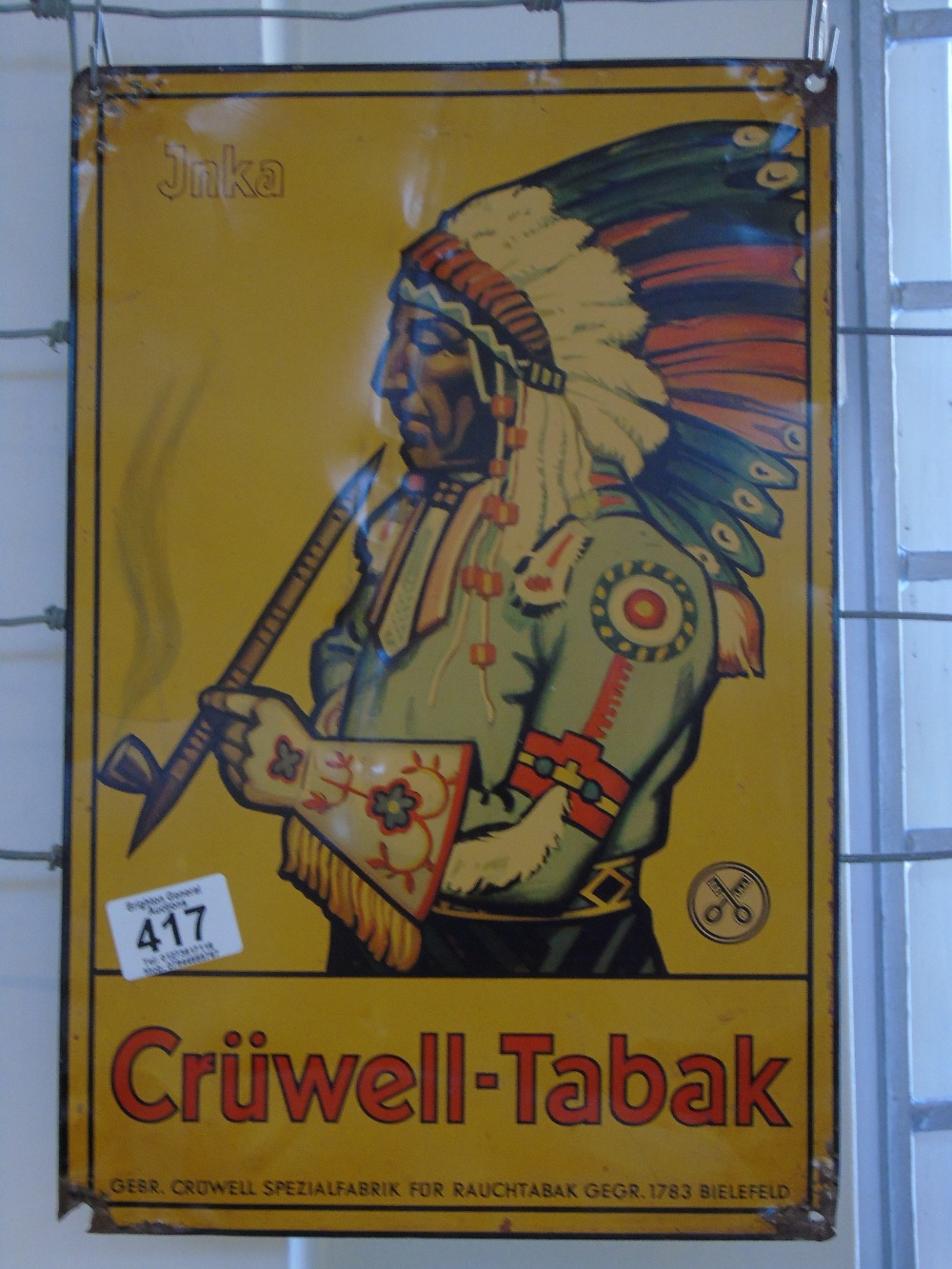 NATIVE AMERICAN METAL TOBACCO SIGN