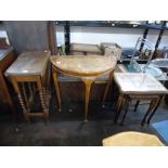 GATE LEG TABLE WITH BARLEY TWIST LEGS, DEMI LUNE TABLE & NEST OF 3 TABLES