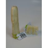 X 2 NORTH AMERICAN CARVED BONE ITEMS