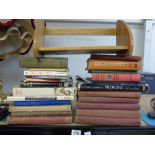 LARGE QUANTITY REFERENCE BOOKS AND WOODEN BOOK STAND