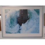LARGE PRINT OF A LIGHTHOUSE IN A STORM