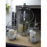 X 3 LARGE GLASS CANDLE LANTERNS