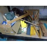 LARGE QUANTITY OF ARTISTS MATERIALS INC EASEL, RULERS AND T SQUARE